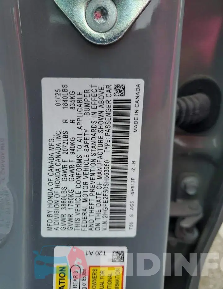 2HGFE2F50SH563950 Photo# 12