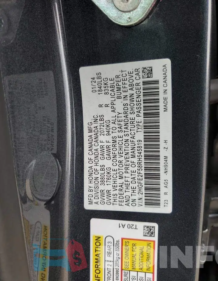 2HGFE2F58RH545819 Photo# 12