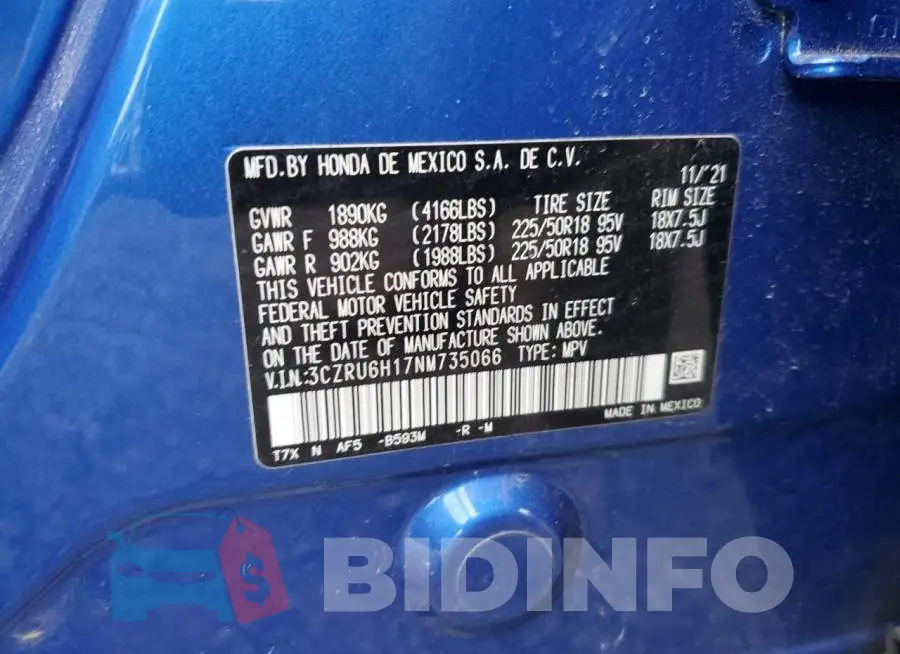 3CZRU6H17NM735066 Photo# 13