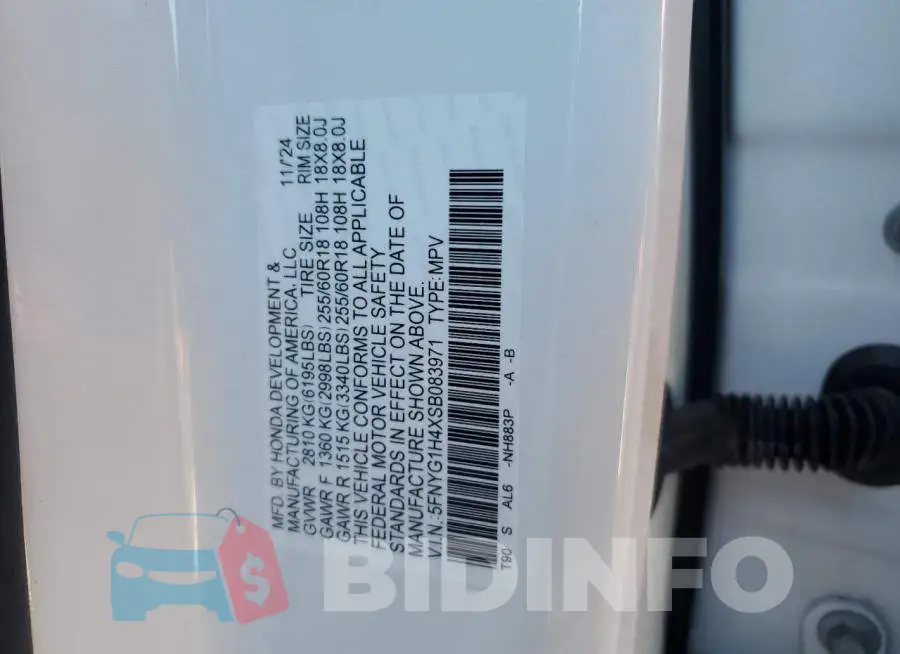 5FNYG1H4XSB083971 Photo# 13