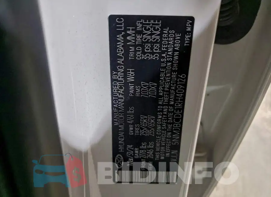 5NMJBCDE1RH409126 Photo# 13