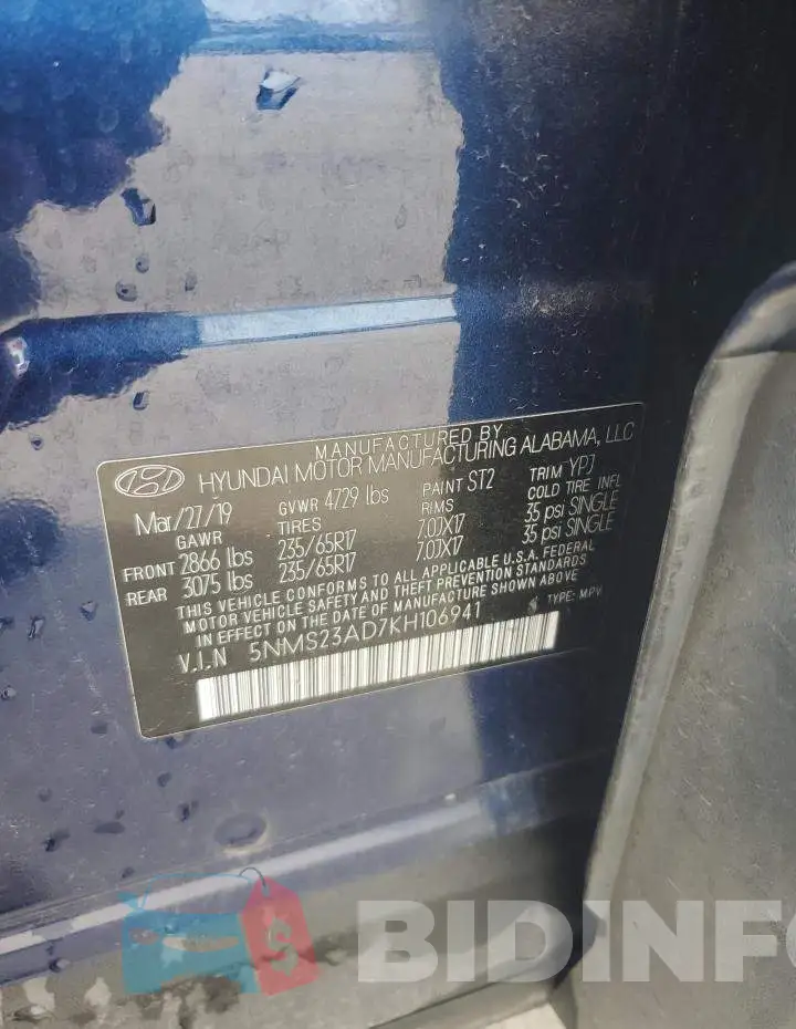 5NMS23AD7KH106941 Photo# 13