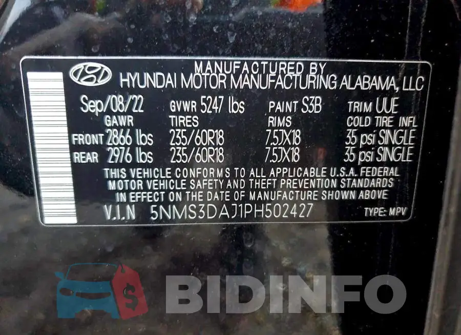 5NMS3DAJ1PH502427 Photo# 13