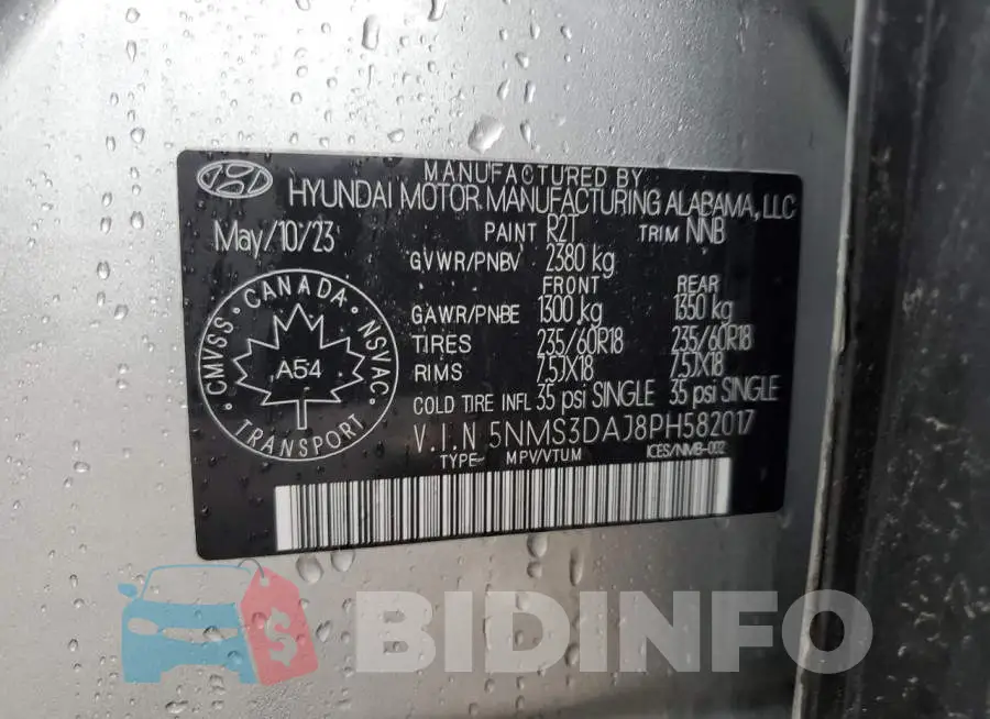 5NMS3DAJ8PH582017 Photo# 12