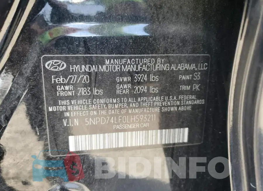 5NPD74LF0LH593211 Photo# 13