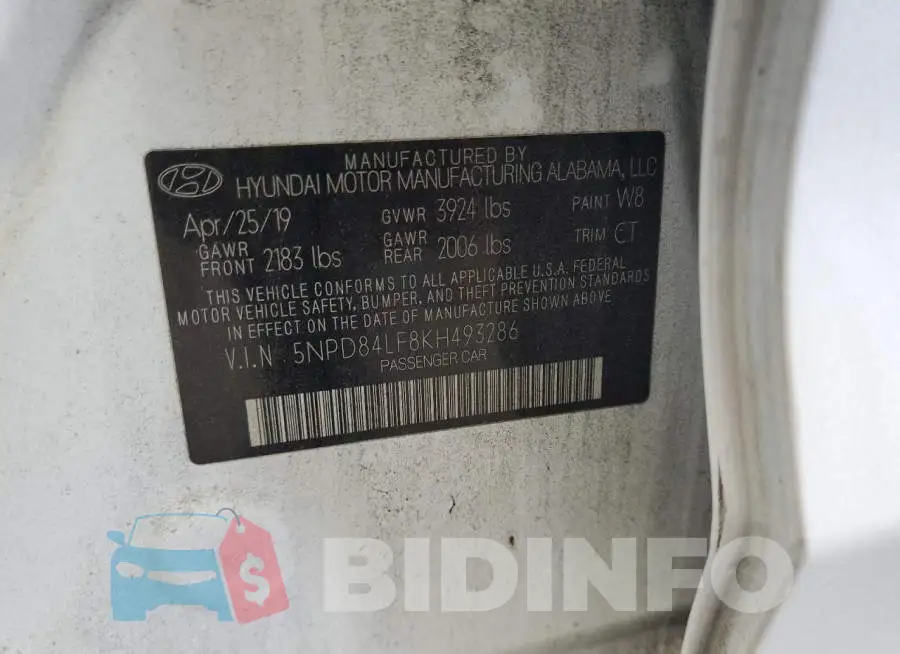 5NPD84LF8KH493286 Photo# 13