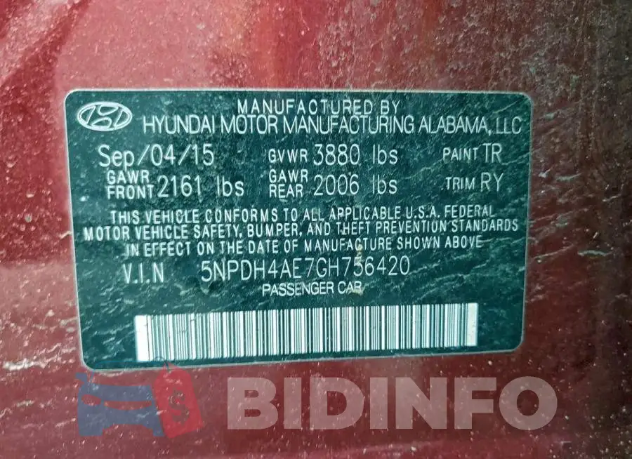 5NPDH4AE7GH756420 Photo# 13