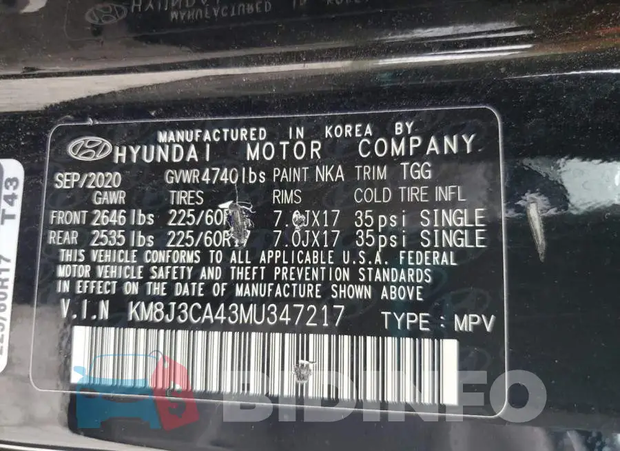 KM8J3CA43MU347217 Photo# 13