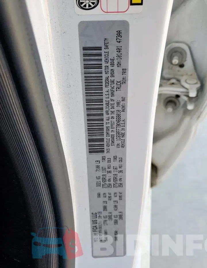 1C6SRFFT9KN668010 Photo# 12