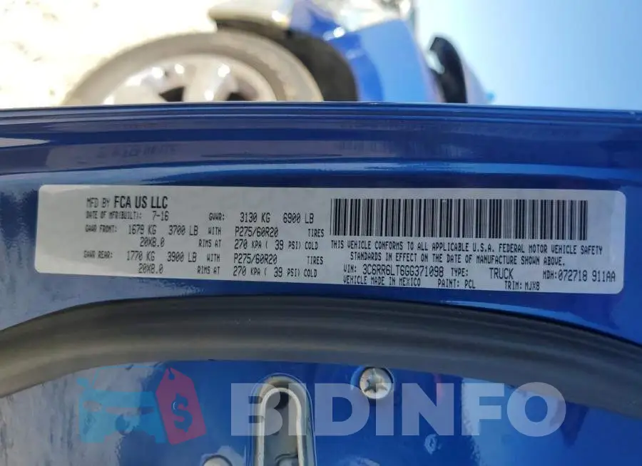 3C6RR6LT6GG371098 Photo# 12