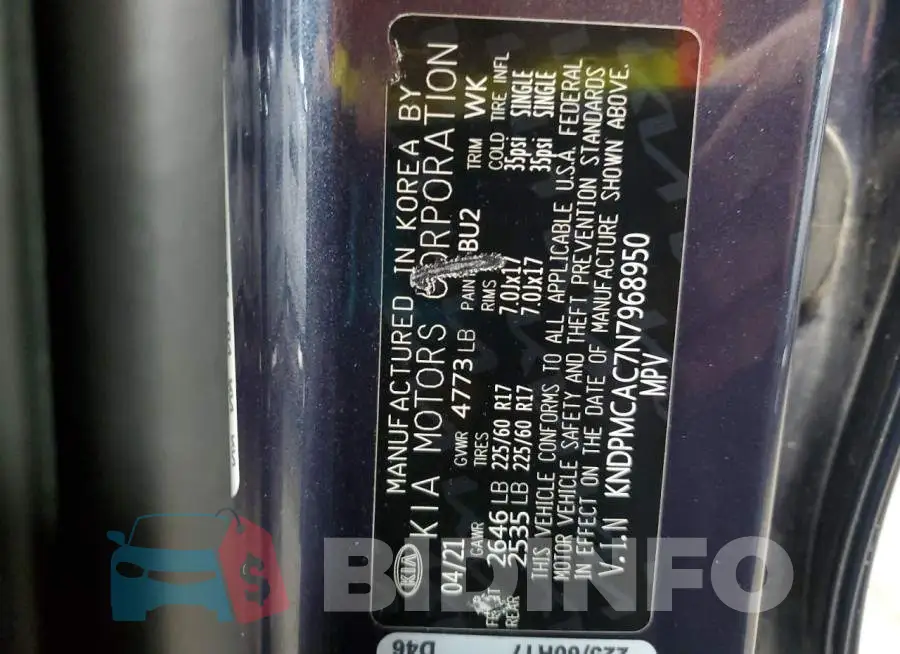 KNDPMCAC7N7968950 Photo# 13