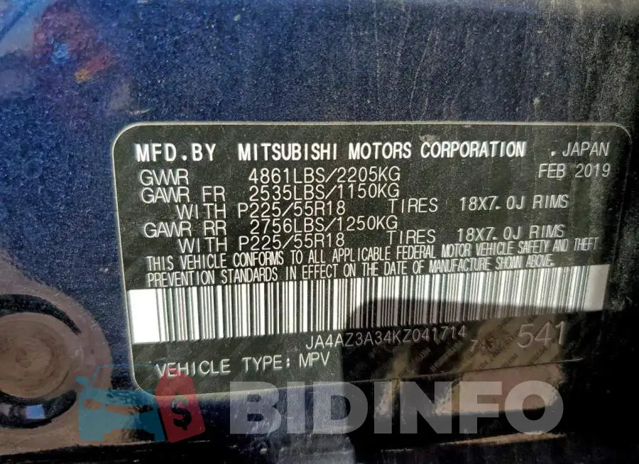 JA4AZ3A34KZ041714 Photo# 13