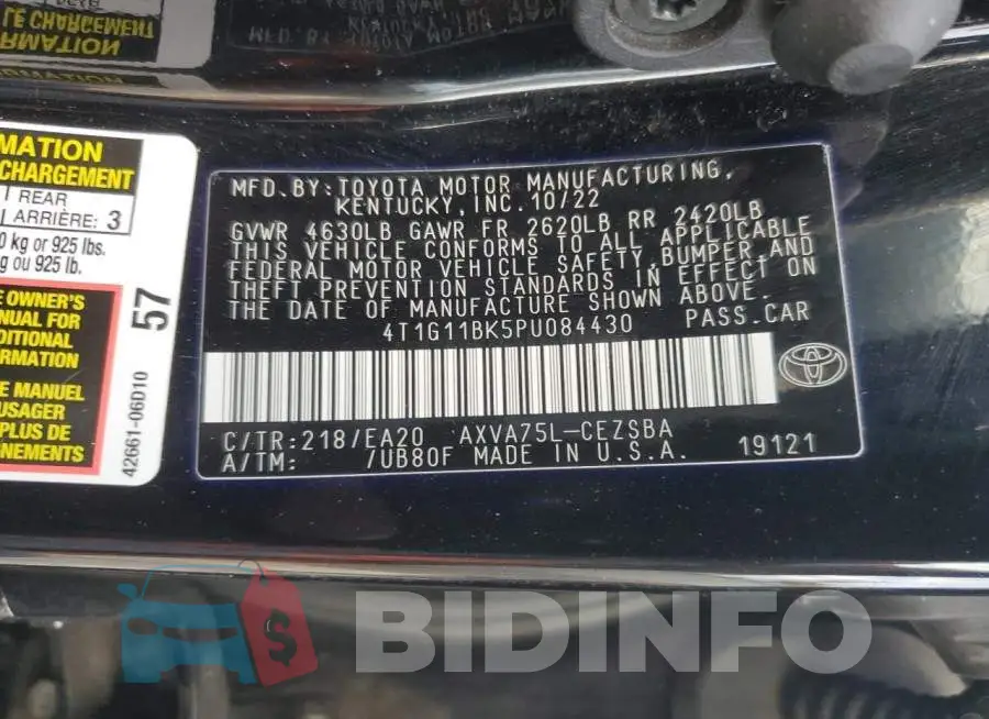 4T1G11BK5PU084430 Photo# 12