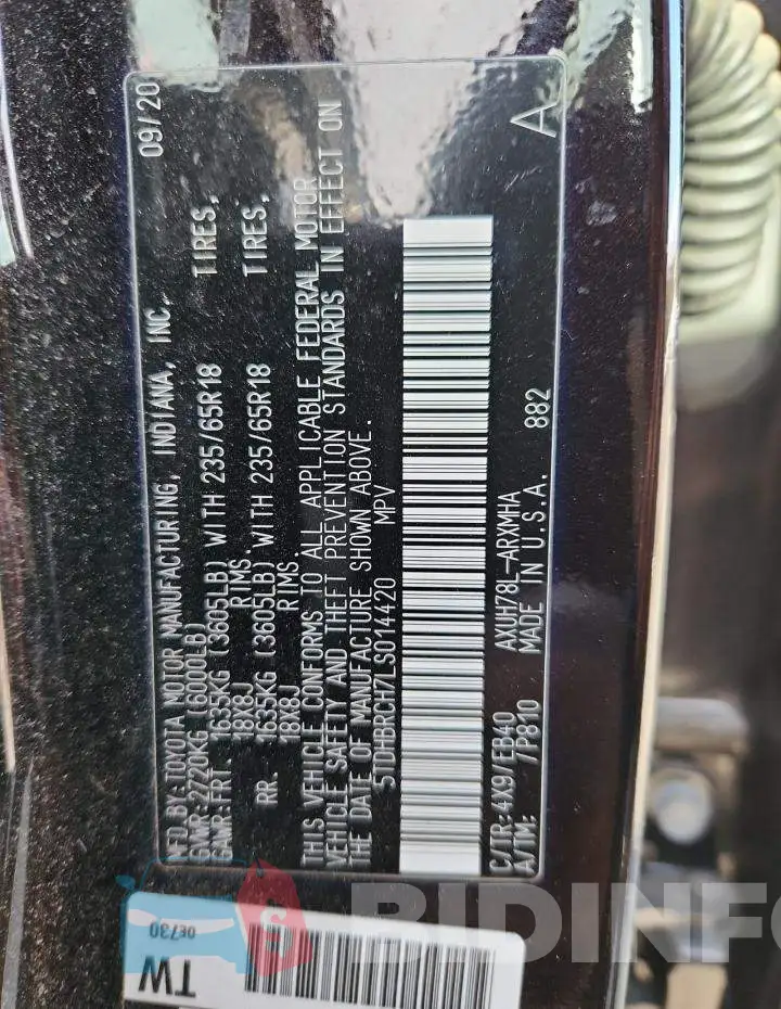 5TDHBRCH7LS014420 Photo# 14