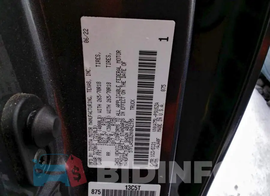 5TFLA5DB2NX042395 Photo# 12