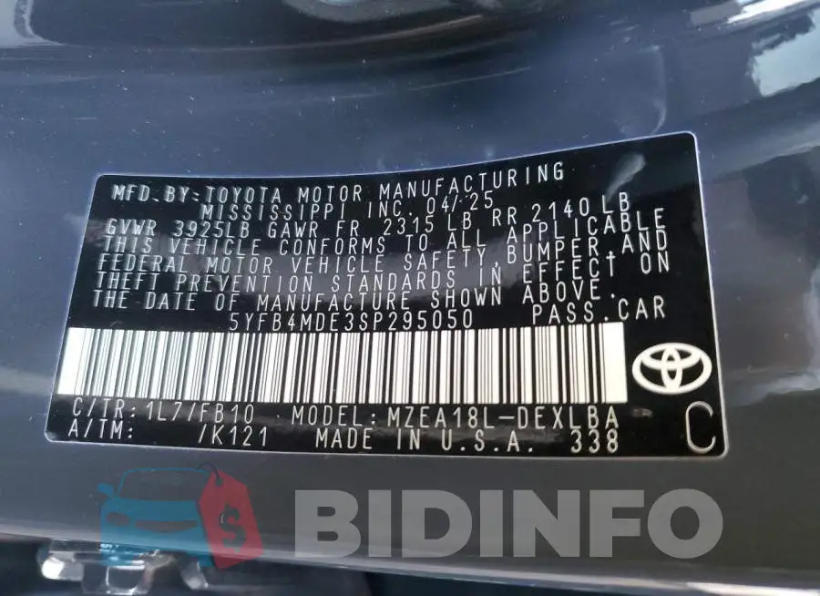 5YFB4MDE3SP295050 Photo# 13