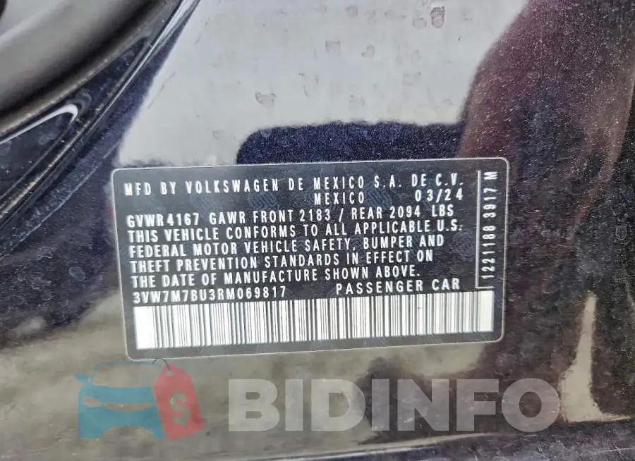 3VW7M7BU3RM069817 Photo# 13