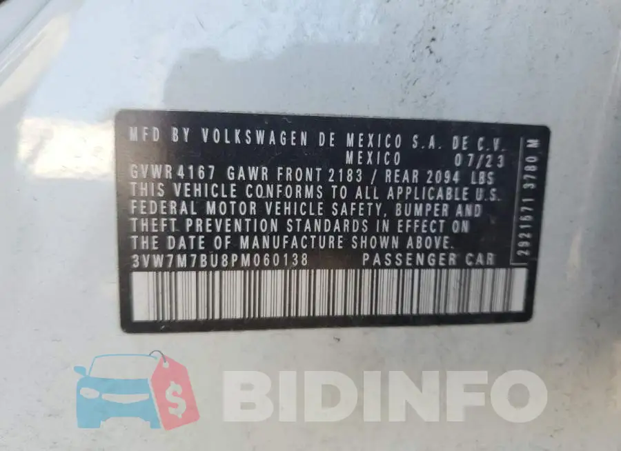 3VW7M7BU8PM060138 Photo# 13
