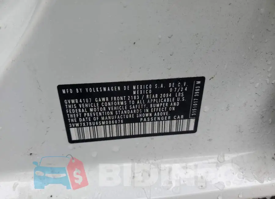 3VW7X7BU6SM006076 Photo# 12