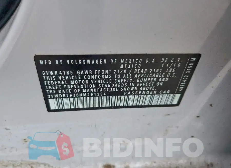 3VWDB7AJ6HM291394 Photo# 12