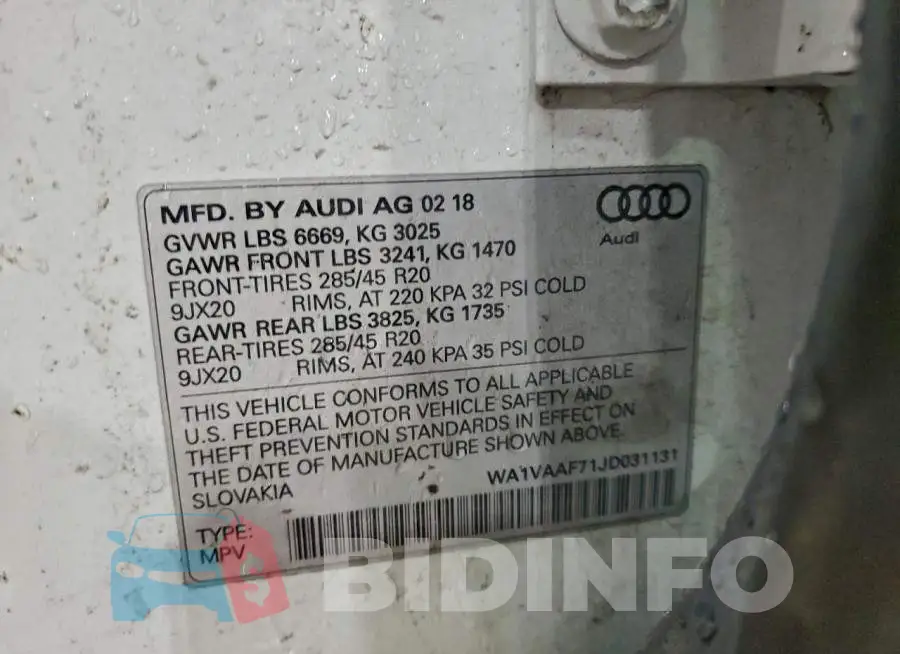 WA1VAAF71JD031131 Photo# 13
