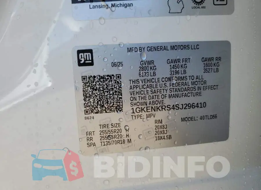 1GKENKRS4SJ296410 Photo# 13