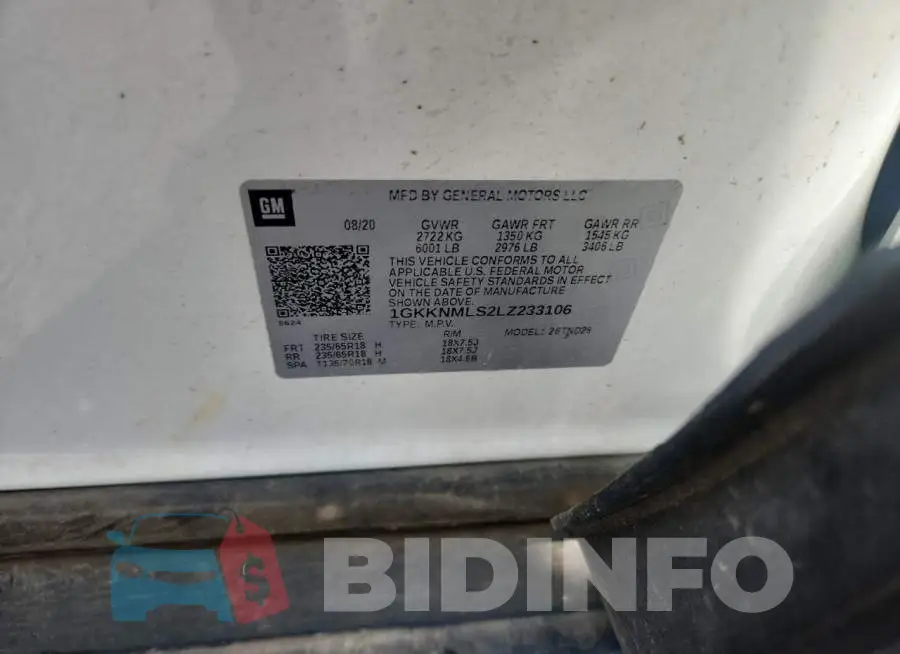 1GKKNMLS2LZ233106 Photo# 13