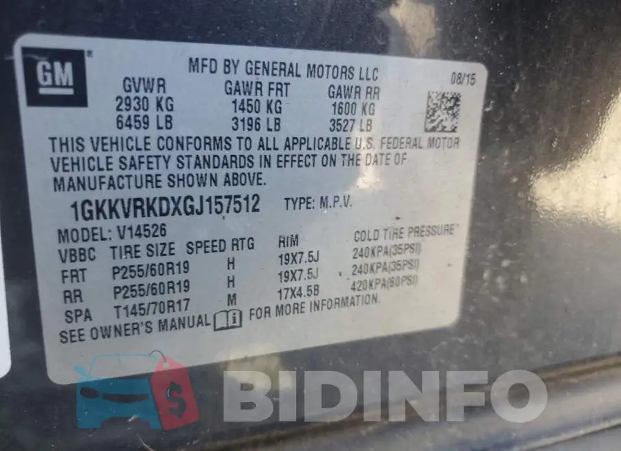 1GKKVRKDXGJ157512 Photo# 13