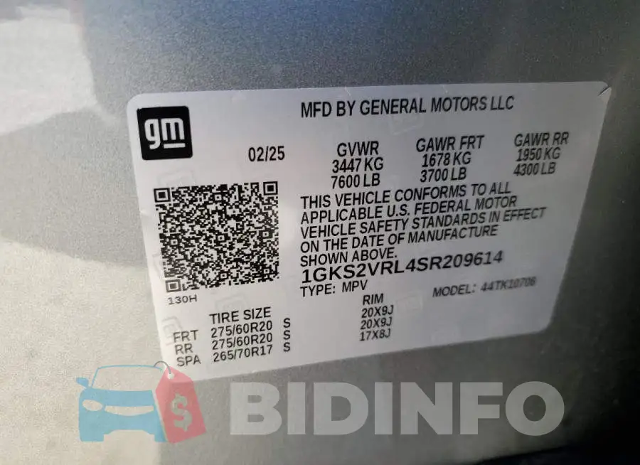 1GKS2VRL4SR209614 Photo# 14