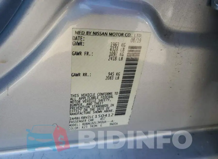 1N4BL4BV2LC150412 Photo# 12