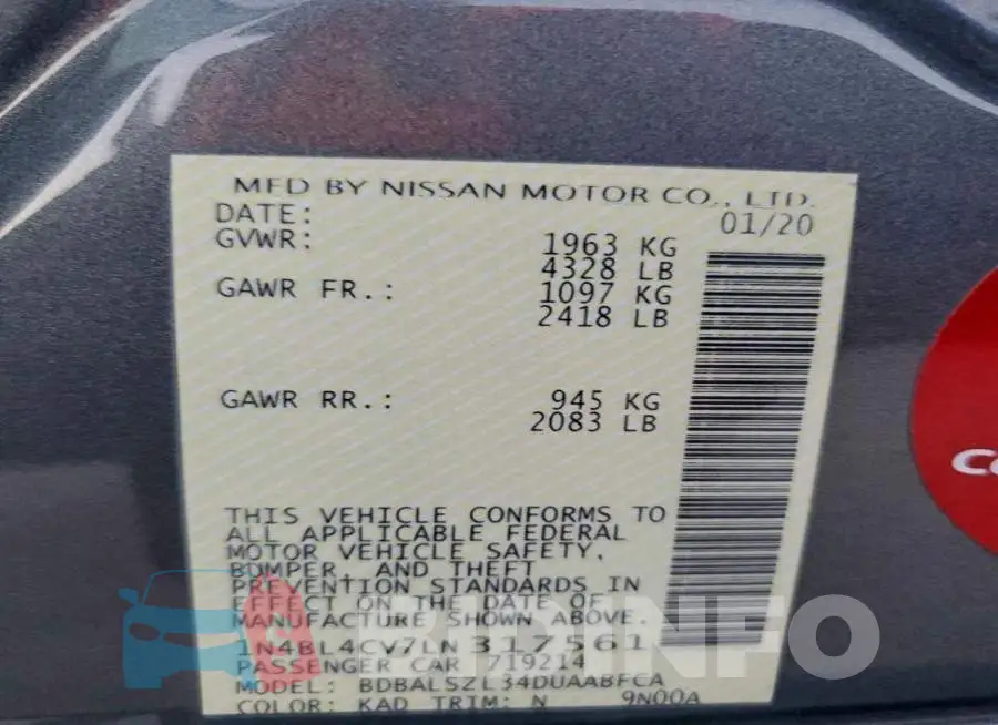 1N4BL4CV7LN317561 Photo# 13