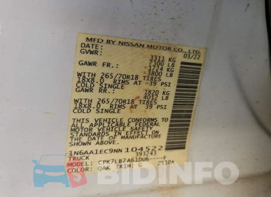 1N6AA1EC9NN104522 Photo# 13