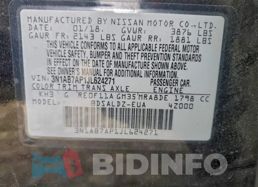 3N1AB7AP1JL624271 Photo# 12
