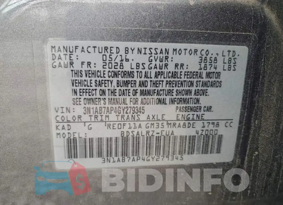 3N1AB7AP4GY279345 Photo# 13