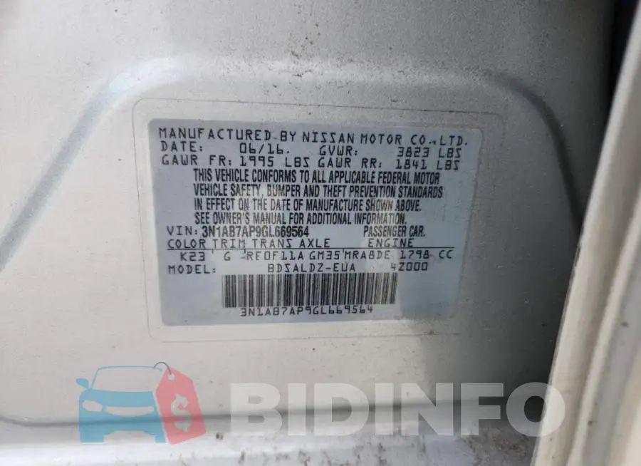 3N1AB7AP9GL669564 Photo# 12