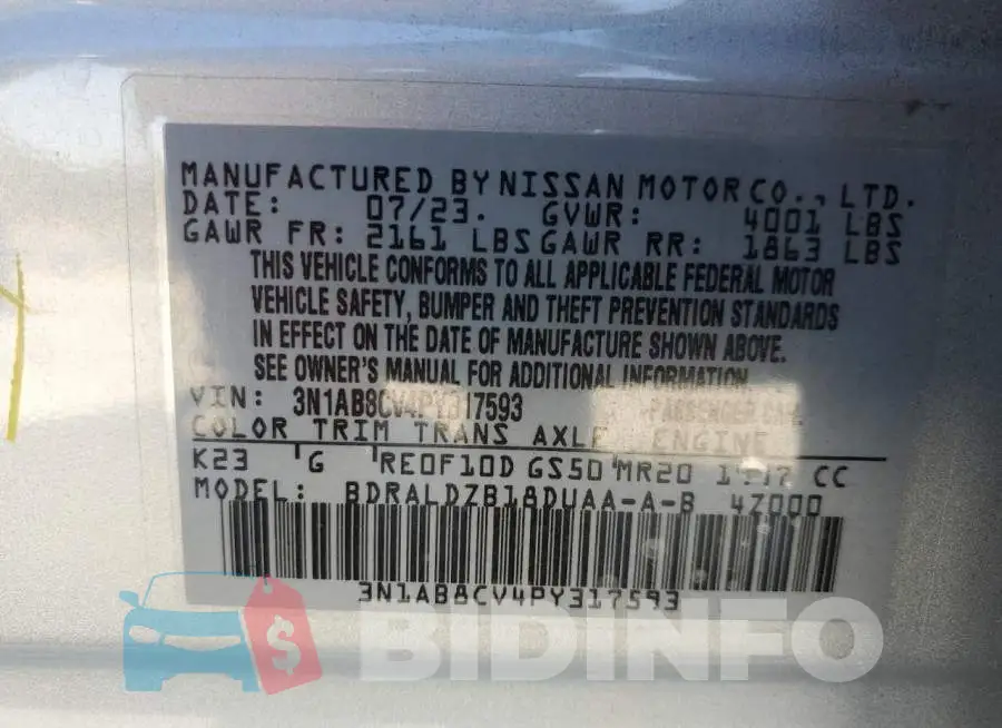 3N1AB8CV4PY317593 Photo# 12