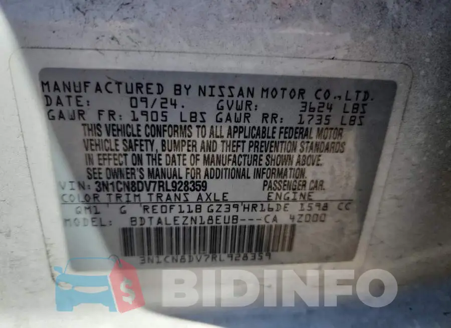 3N1CN8DV7RL928359 Photo# 12