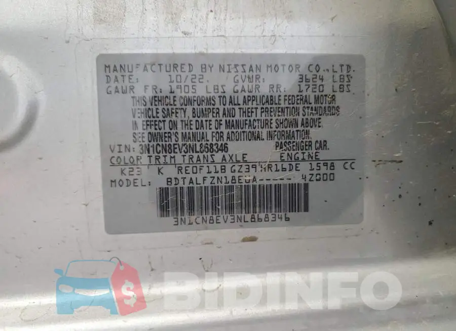 3N1CN8EV3NL868346 Photo# 12