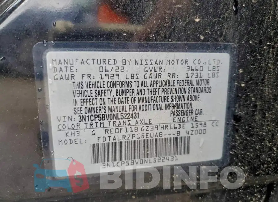 3N1CP5BV0NL522431 Photo# 13