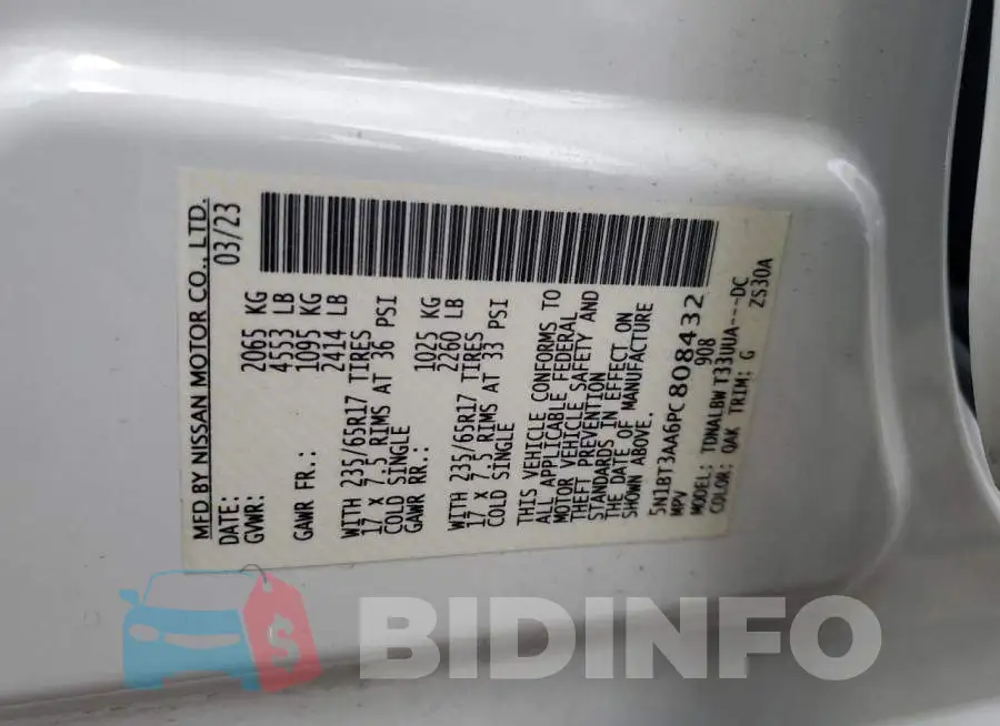 5N1BT3AA6PC808432 Photo# 13