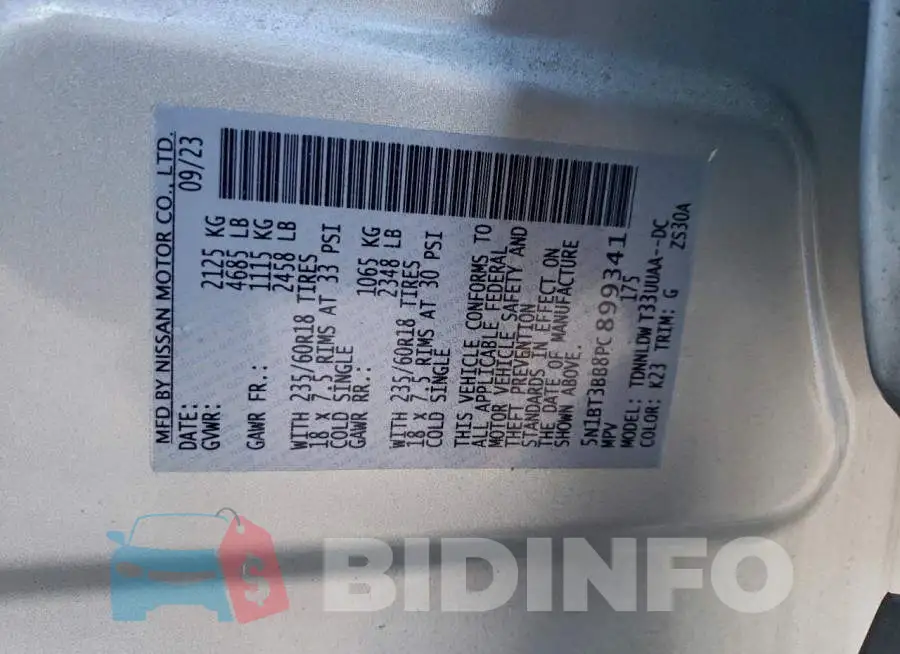 5N1BT3BB8PC899341 Photo# 13