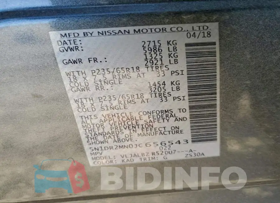 5N1DR2MN0JC656543 Photo# 13