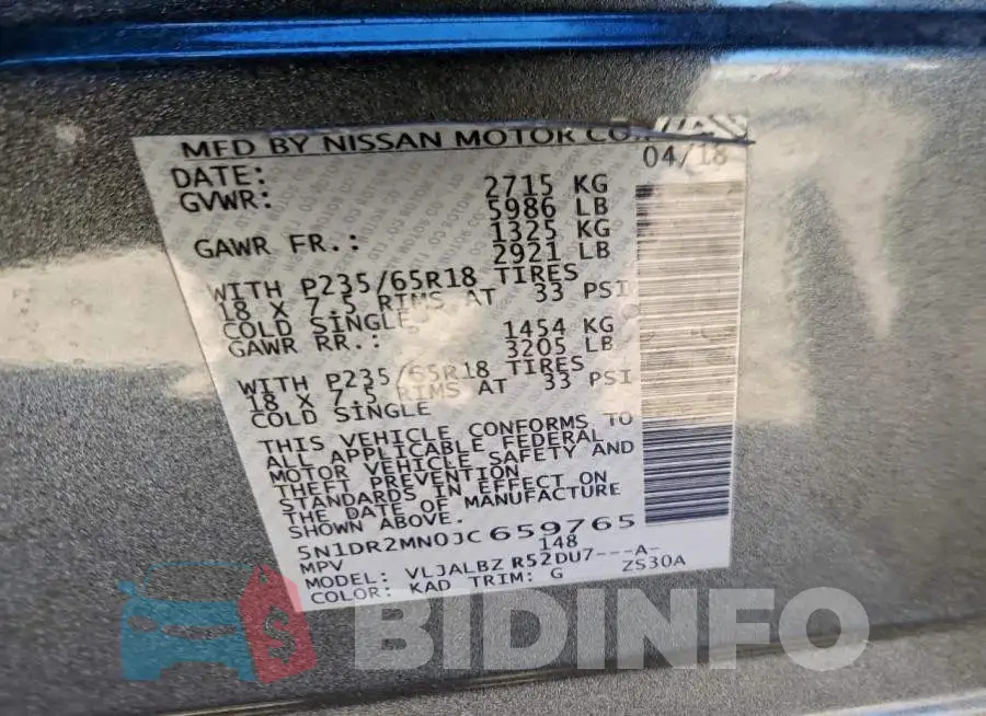 5N1DR2MN0JC659765 Photo# 14