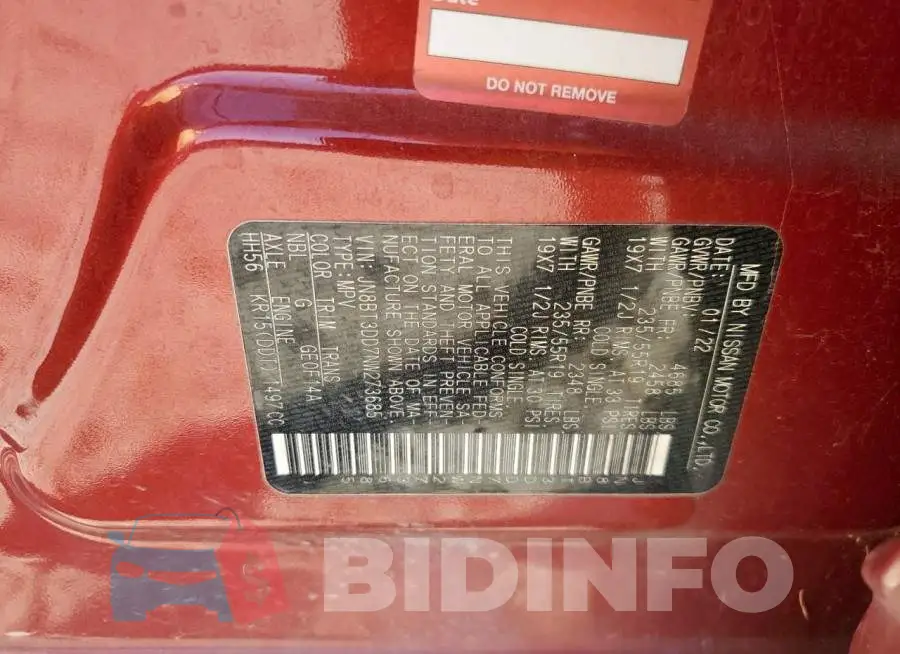 JN8BT3DD7NW273685 Photo# 13