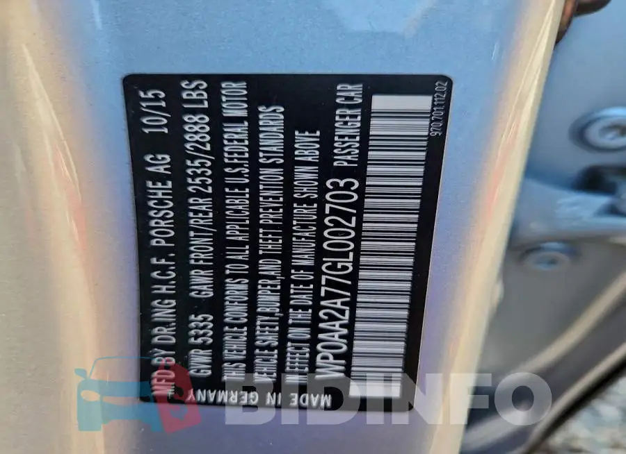 WP0AA2A77GL002703 Photo# 12