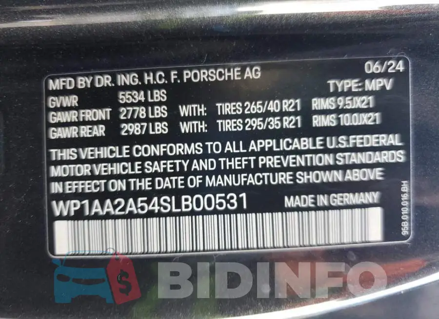 WP1AA2A54SLB00531 Photo# 14