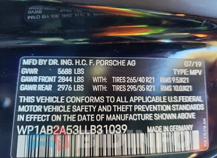WP1AB2A53LLB31039 Photo# 13