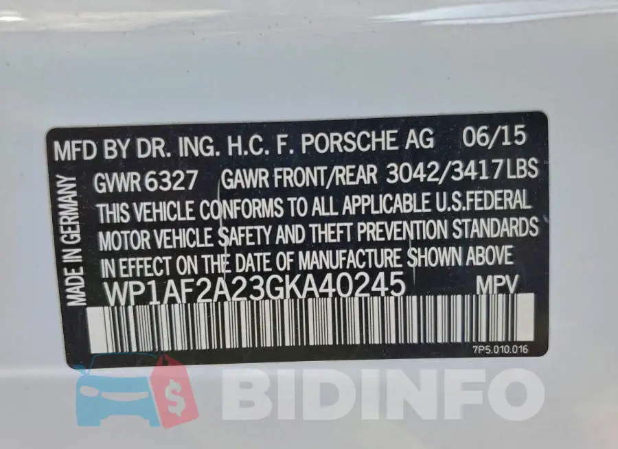 WP1AF2A23GKA40245 Photo# 13