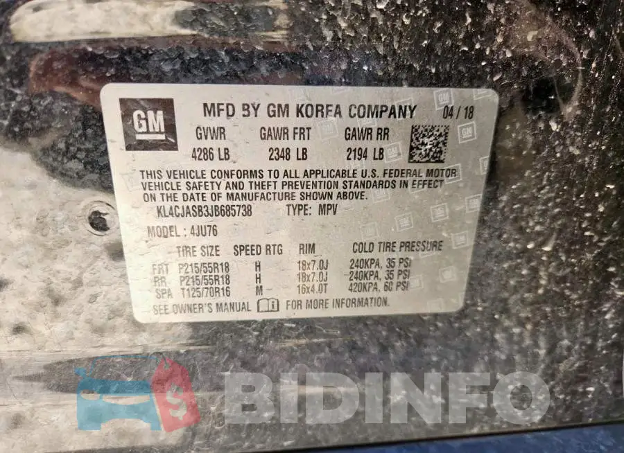 KL4CJASB3JB685738 Photo# 14