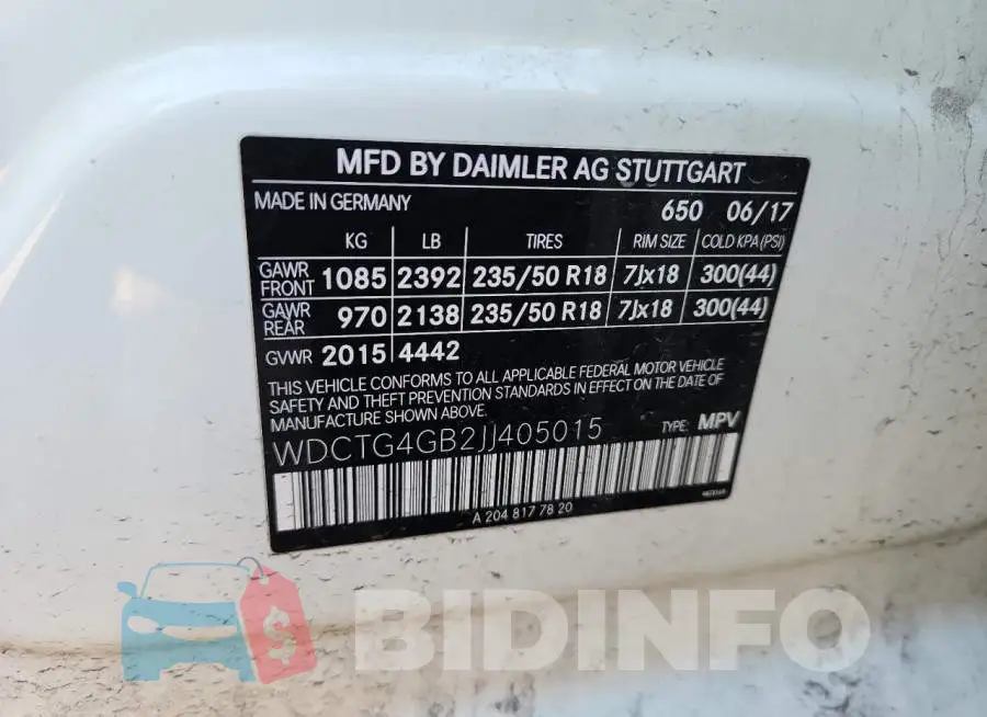 WDCTG4GB2JJ405015 Photo# 13